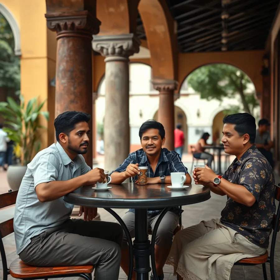 Amigos reunidos en el Recinto del Pensamiento